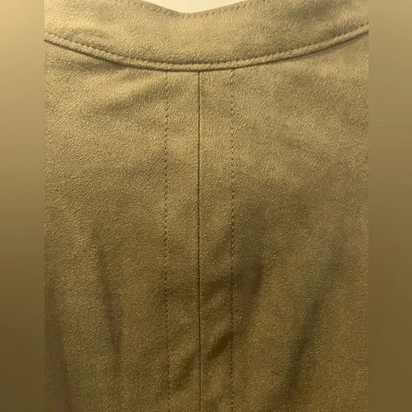 Limited Olive Green Women's Faux Suede Open Duster Jacket Plus Size 18 - Picture 3 of 7